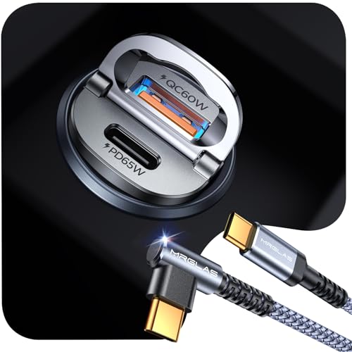 125W Fast iPhone 17/16 Car Charger with USB C Cable | PD65W & QC65W, All Metal, Flush Fit, Cigarette Lighter USB Adapter for iPhone 17 16 Samsung S26 S25 Ultra Pixel 10