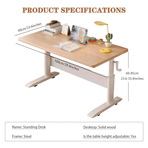 Adjustable Height Standing Desk, Home Spacious Computer Desk, Manual Lift Sit-Stand Table, Sofa Side Table for Office Home Bedroom(100cm) - size: 100cm