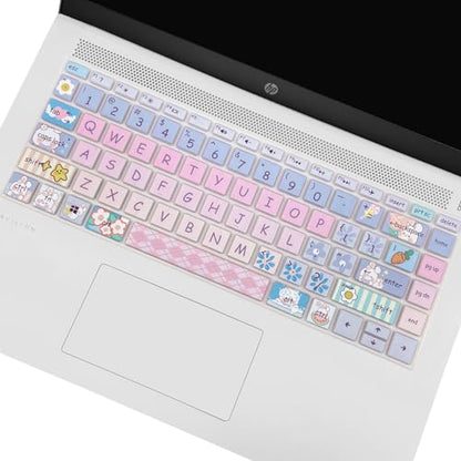 Cute Silicone Keyboard Cover for HP Pavilion x360 14 14-BA/BF/BW/CD/CF/DQ/DK/DH/DS/DF/FQ Series, 14-dk1013dx/dk1003dx/dk0002dx 14-dq1043cl 14-fq0013dx, Cute Bunny - color: Cute Bunny