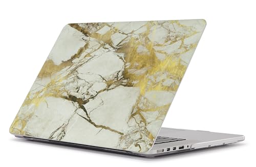 UESWILL Marble Pattern Smooth Hard Shell Case Compatible with MacBook Pro 13 inch with Retina Display No CD-ROM (Model A1502/A1425, Early 2015/2014/2013/Late 2012), (White/Gold) - color: Pattern: Marble White/Gold, size: MacBook Pro 13" Retina A1502/A1425