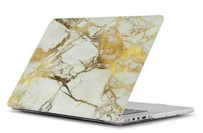 UESWILL Marble Pattern Smooth Hard Shell Case Compatible with MacBook Pro 13 inch with Retina Display No CD-ROM (Model A1502/A1425, Early 2015/2014/2013/Late 2012), (White/Gold) - color: Pattern: Marble White/Gold, size: MacBook Pro 13" Retina A1502/A1425