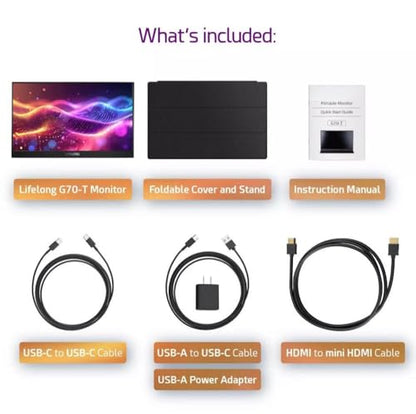 G70-T 1920 x 1080 15.6" 1080P Portable Monitor - IPS, Built-in Speakers, 60Hz, HDMI & USB-C