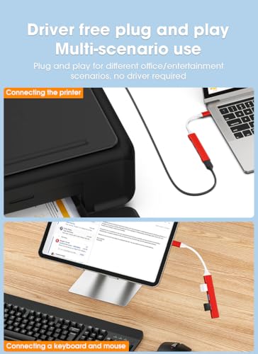 Mac USB C Adapter - Type C USB Adapter Hub with 4 Ports: 1 USB 3.0 + 3 USB 2.0, Ultra-Slim Aluminum Design, 5Gbps Transfer, Adapter for Mac USB C, Type C USB Hub (Red)