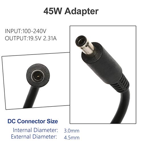45W AC Adapter Compatible with Dell XPS 13 9333 9343 9350 9360 9370 XPS 12 9Q23 9Q33,LA45NM131 DA45NM131 Inspiron 11 3000 13 5000 7000 14 3000 5000 7000 15 3000 5000 7000 Series Laptop