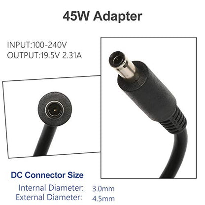 45W AC Adapter Compatible with Dell XPS 13 9333 9343 9350 9360 9370 XPS 12 9Q23 9Q33,LA45NM131 DA45NM131 Inspiron 11 3000 13 5000 7000 14 3000 5000 7000 15 3000 5000 7000 Series Laptop