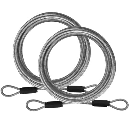 1/8" Stainless Steel Security Cable Luggage Lock, Double Loop, 2Pack | Rustproof, flexible wire rope, 4/6/10/15FT, anti-theft, weatherproof, durable, for luggage bike gate - color: Black, size: 4ft (2Pack)