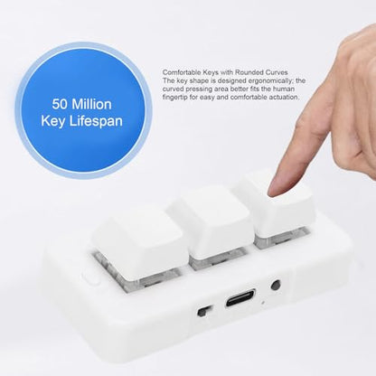 GOWENIC 3 Key Keyboard, Multi System Compatibility, Customizable Mechanical Keypad, Compact and Portable, for Universal Computer (White OEM: 75503-35061-A0, 7550335061A0) - color: White OEM: 75503-35061-A0, 7550335061A0