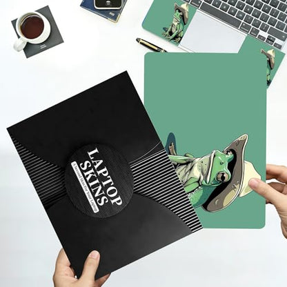 Universal Laptop Skin Sticker with 2 Wrist Pad Decals, 3-Piece Removable Vinyl Laptop Cover, Green Frog Waterproof Anti-Scratch, Easy-Trim Fit for 13.3" 14" 15.6" Laptops - color: Green Frog