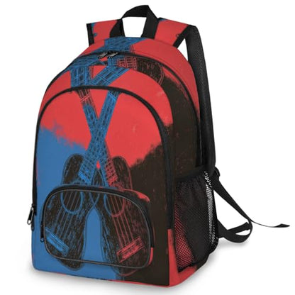 Guitar Rock Music Large Backpack for Women and Men Waterproof Travel Laptop Backpack Lightweight Business Work Daypack Fits 17 Inch Computer - color: Multicolor 6
