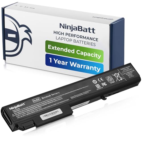 NinjaBatt Battery for HP 8540W 8740W 8540P 8530P 8530W 8730W AV08 | Fits 493976-001 458274-363 458274-421 458274-422 HSTNN-LB60 HSTNN-I43C HSTNN-OB60 AV08XL – 8 cells 4400mAh 63Wh - size: HP 8540W