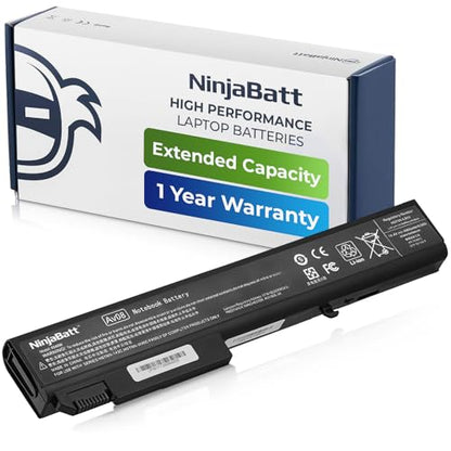 NinjaBatt Battery for HP 8540W 8740W 8540P 8530P 8530W 8730W AV08 | Fits 493976-001 458274-363 458274-421 458274-422 HSTNN-LB60 HSTNN-I43C HSTNN-OB60 AV08XL – 8 cells 4400mAh 63Wh - size: HP 8540W