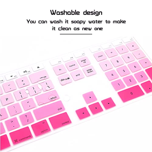 HRH Ombre Pink Silicone Keyboard Skin Cover for iMac Wired USB Full Size Keyboard with Numeric Keypad A1243(G6 MB110LL/B and MB110LL/A) - color: Ombre Pink