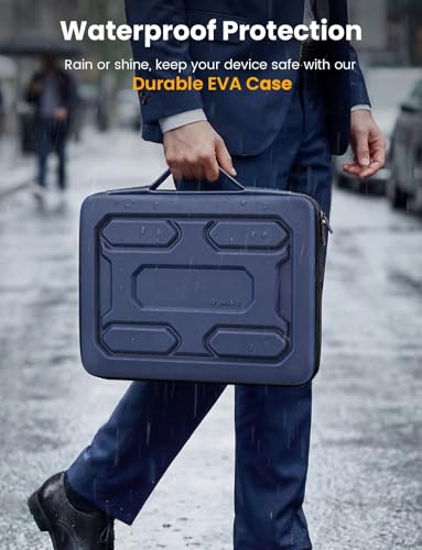 DOMISO Laptop Hard Case 14-14.4 inch Waterproof Shockproof Hard Shell Laptop Sleeve with Handle & Storage Pocket, Compatible with MacBook, HP, Dell,Dark Blue - color: Dark Blue, size: 14 inch