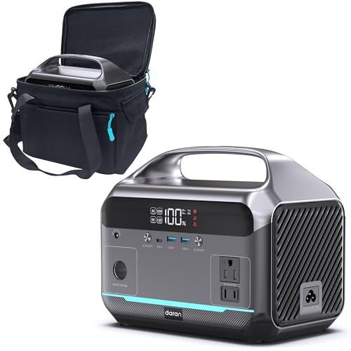 DARAN Portable Power Station 350W (600W Surge), Solar Generator 288Wh LiFePO4 Battery Backup with AC Outlets, 7-Port Design Power Bank for Camping Hurricane Emergency RV - color: Gloss Black