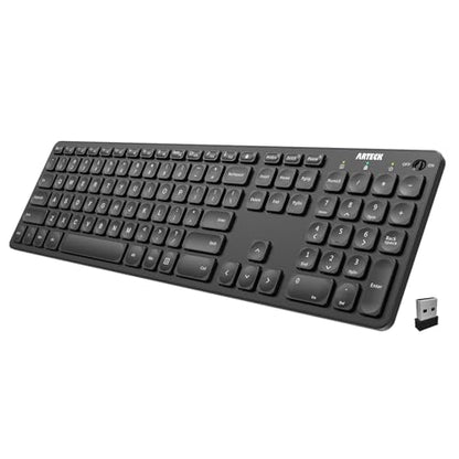 Arteck 2.4G Wireless Keyboard Ultra Slim Full Size Keyboard with Numeric Keypad and Media Hotkey for Computer/Desktop/PC/Laptop/Surface/Smart TV and Windows 10/8/ 7 Built-in Rechargeable Battery