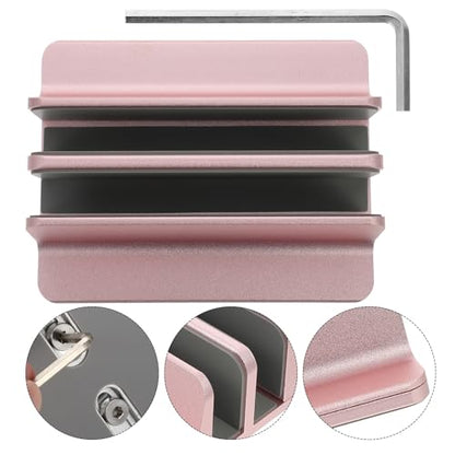 balacoo Aluminum Alloy Dual-Slot Laptop Stand Vertical Holder with Storage Rose Gold Desk Base for Home Office Use Compatible with Tablets and Notebooks