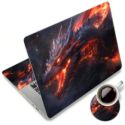 Laptop Skin Sticker Decal 12"-15.6" Universal Laptop/Notebook/Netbook Vinyl - Waterproof Scratch Resistant,Fits HP Dell Lenovo MacBook,2 Free Wrist Pads,Easy Apply & Remove,Fire Dragon Roar - color: Fire Dragon Roar