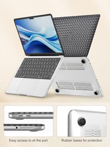 Voidborne Compatible with MacBook Neo 13 inch Case 2026 Release Model A3404 with A18 Pro Chip,Elegant Tartan PVC Leather Plastic Hard Shell Protective Case for Neo 13 inch + Keyboard Cover,Black Grid - color: Black-Tartan PVC Grid