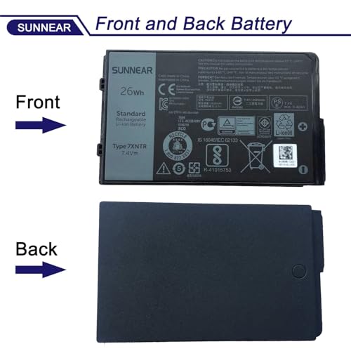7XNTR J7HTX Battery for Dell Latitude 12 7202 7212 Rugged Extreme Tablet | 2-Cell 7.4V 26Wh 3420mAh; P/N: 07XNTR FH8RW 0FH8RW - size: 9.65*3.11*1.34 inches 7XNTR