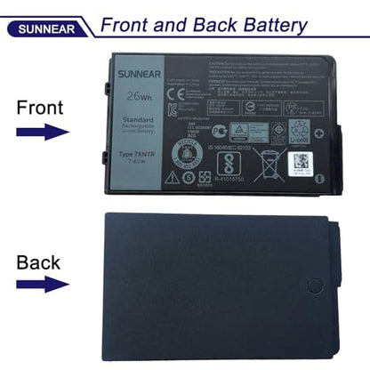 7XNTR J7HTX Battery for Dell Latitude 12 7202 7212 Rugged Extreme Tablet | 2-Cell 7.4V 26Wh 3420mAh; P/N: 07XNTR FH8RW 0FH8RW - size: 9.65*3.11*1.34 inches 7XNTR