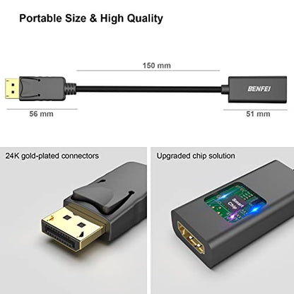 BENFEI 4K DisplayPort to HDMI Adapter 20 Pack, Uni-Directional DP 1.2 Computer to HDMI 1.4 Screen Gold-Plated DP Display Port to HDMI Adapter (Male to Female) Compatible with Lenovo Dell HP Passive - color: Black, style: 4K 30Hz-20 Pack