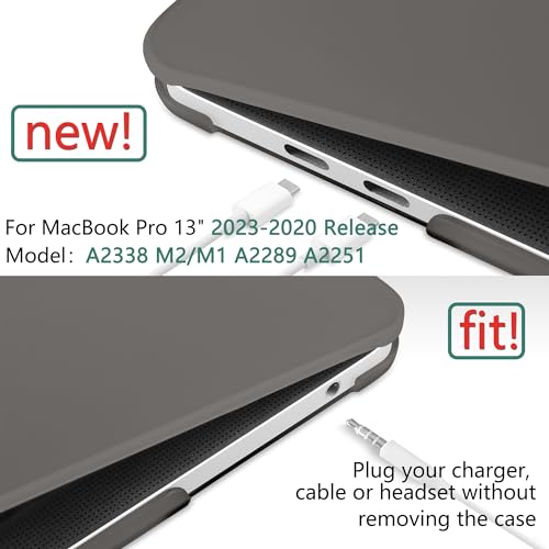 for MacBook Pro 13 inch Case 2023 2022 2021 2020 Release Model: A2338 M2/M1 A2289 A2251 with Touch Bar & Touch ID, Frosted Matte Plastic Hard Shell Case & Keyboard Cover, Gray - color: Gray