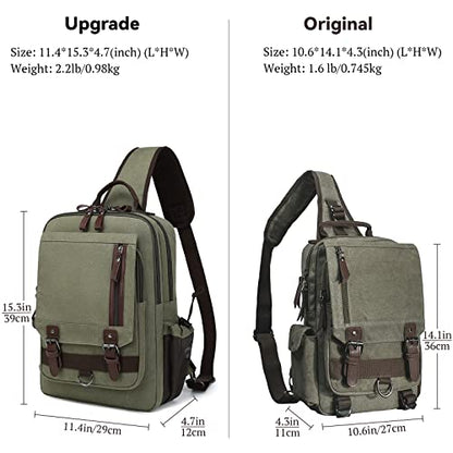 mygreen Canvas Cross Body Messenger Bag Shoulder Sling Backpack Travel Rucksack - color: Army Green-xl, size: X-Large
