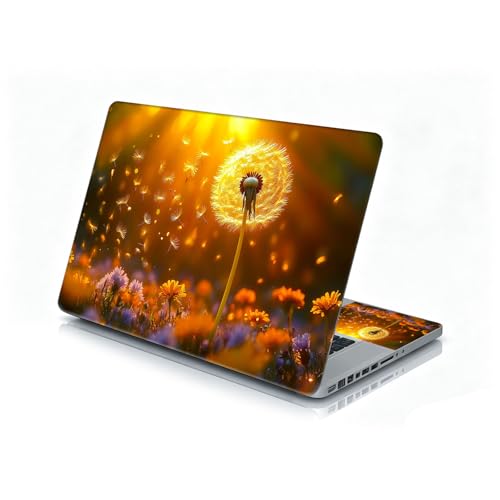 Universal Laptop Skin Sticker Decal, 12"-15.6" Aesthetic Vinyl Wrap, Glowing Dandelion Sunset Waterproof Notebook Cover Art Protector for MacBook HP Dell Lenovo, Fits 13" 14" 15" 15.6" - color: Glowing Dandelion Sunset