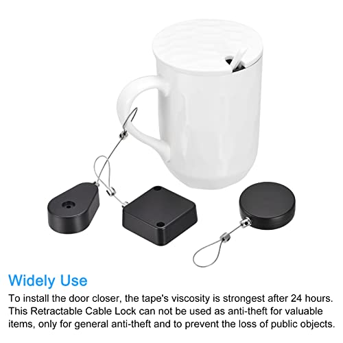 MECCANIXITY Retractable Cable Lock with Self-Adhesive, Remote Control Security Lock Anti-Lost 2m Rope Hardware Cable Lock 200g Tensile Force, Black