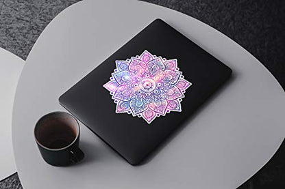 Mandala Laptop Sticker Decal - Removable Waterproof White Vinyl Decals Stickers - Mandalas Purple Pink Sticker Starry Night Partial Skin Compatible with Computer MacBook Air Pro 13 15 inch Mac - color: Pink on White (Darker Laptop)