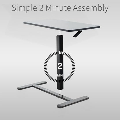 VIVO Black Mobile 32 x 16 inch Over Couch Laptop Table, CART-V02L | Height Adjustable Bedside Desk for Recliner, Laptop Cart with Hidden Caster Wheels, Holds 17.6 lbs - color: Black, size: 32 x 16 inch