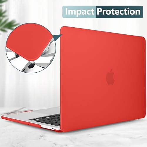for MacBook Pro 13 inch Case 2023 2022 2021 2020 Release Model: A2338 M2/M1 A2289 A2251 with Touch Bar & Touch ID, Frosted Matte Plastic Hard Shell Case & Keyboard Cover, Red - color: Red