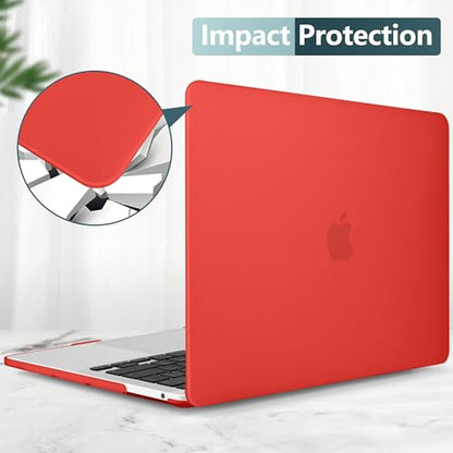 for MacBook Pro 13 inch Case 2023 2022 2021 2020 Release Model: A2338 M2/M1 A2289 A2251 with Touch Bar & Touch ID, Frosted Matte Plastic Hard Shell Case & Keyboard Cover, Red - color: Red