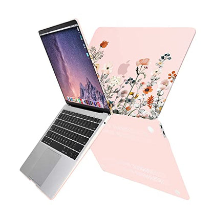 MOSISO Compatible with MacBook Air 13 inch Case M1 2022-2018, Pink | Retina Display, Plastic Garden Flowers Hard Shell&Keyboard Cover&Screen Protector, Release A2337 M1 A2179 A1932 - color: Pink