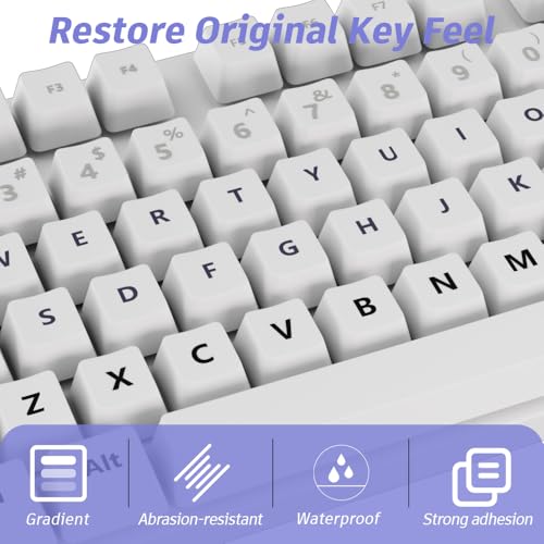 ProElife Gradient Keyboard Letter Stickers with Tweezer, Full-Key, Grey | English Transfer Printing Peel-Off Film, Leave English Letters on Keys, Keyboard Letters Replacement Stickers for Desktop - color: Grey