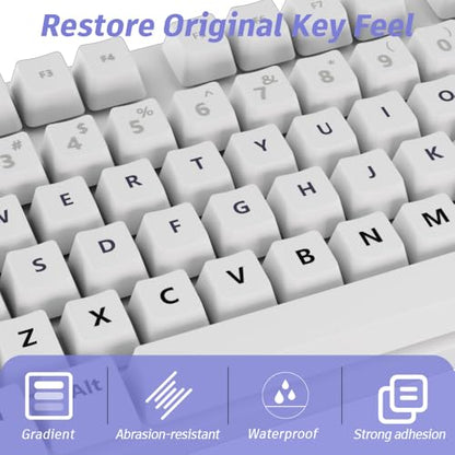 ProElife Gradient Keyboard Letter Stickers with Tweezer, Full-Key, Grey | English Transfer Printing Peel-Off Film, Leave English Letters on Keys, Keyboard Letters Replacement Stickers for Desktop - color: Grey
