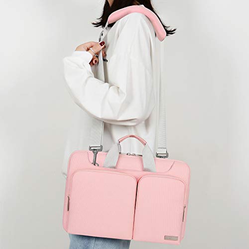 Lacdo 360° Protective Laptop Shoulder Bag, 15-15.6 inch Laptop Sleeve Case for Acer HP Lenovo Dell ASUS Laptop, Acer Aspire, HP Pavilion, Dell Inspiron, Lenovo IdeaPad,ASUS ZenBook Computer Bag, Pink - color: Pink, size: 15.6 Inches