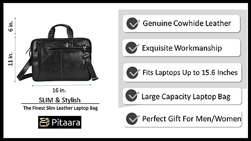 Pitaara Genuine Leather Messenger Laptop Bag For Men And Women, Fits Laptop Size 16"
