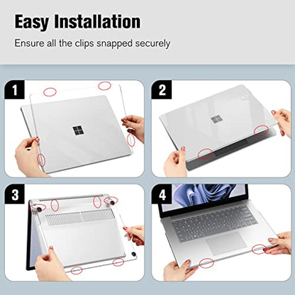 Fintie Case for 15 Inch Microsoft Surface Laptop 5 4 3 with Metal Keyboard (Model: 1872/1873/1953/1979) - Protective Slim Snap On Hard Shell Cover, Crystal Clear - color: Crystal Clear