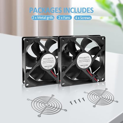 90mm 92mm Small 12V DC Computer PC 2Wire 3pin Cooling Fan 2000RPM 2-Pack | 2Wire 3Pin Long Service Life for GPU Hard Drive Coolers Stereo Receivers Caravan Refrigerator Cooling - size: 90x25mm