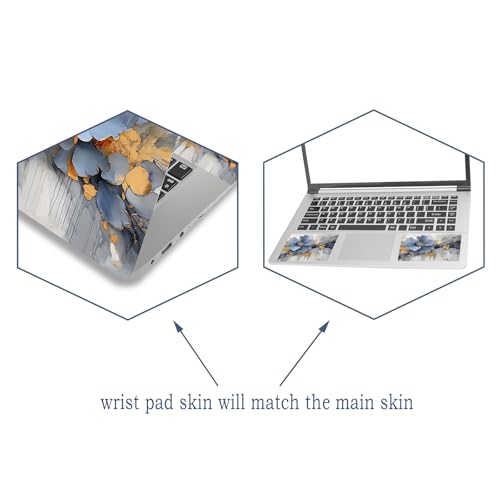 Laptop Skin Sticker Decal Cover for 11.6”12" 13" 13.3" 14" 15" 15.4" 15.6" | Laptop Netbook Skin Sticker Cover Art Notebook Protector (2 Wrist Pad Included), Easy to Apply Removable, Blue Silver Flower - color: Blue Silver Flower