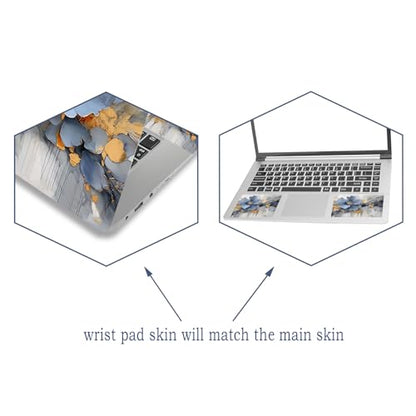 Laptop Skin Sticker Decal Cover for 11.6”12" 13" 13.3" 14" 15" 15.4" 15.6" | Laptop Netbook Skin Sticker Cover Art Notebook Protector (2 Wrist Pad Included), Easy to Apply Removable, Blue Silver Flower - color: Blue Silver Flower