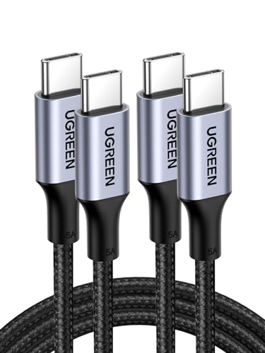 UGREEN 100W USB C to USB C Cable, Fast Charging, 2-Pack, 3.3ft, Black | For iPhone 17/16/15, MacBook Pro/Air, iPad Pro/Air/Mini, Galaxy S26/S25/S24, XPS, Pixel, Switch. Built-in E-marker chip - size: 3.3FT