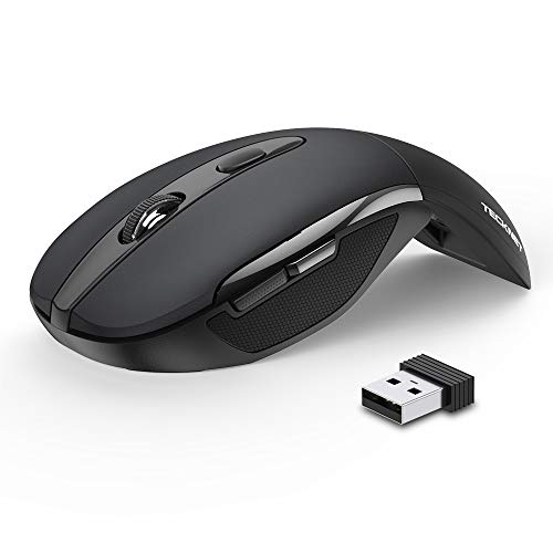TECKNET Folding Wireless Mouse, 2.4G Travel Mouse, 3 Adjustable DPI | Foldable Ergonomic Mouse, Plug and Play, 2-Year Battery Life, Auto Sleep Mode, Multi-Device Compatibility, Travel-Friendly