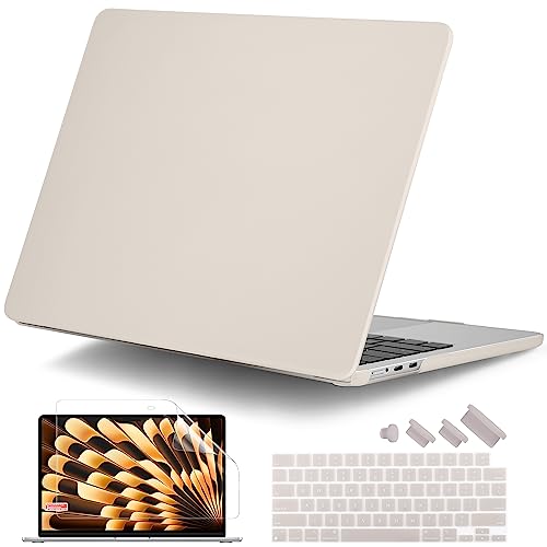 for MacBook Air 15 Inch Case M5 M4 M3 M2 (2026-2023) A3448 A3241 A3114 A2941, Protective Hard Shell Cover Compatible with Touch ID & Liquid Retina Display - Cream Stone - color: Cream Stone
