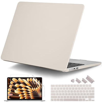 for MacBook Air 15 Inch Case M5 M4 M3 M2 (2026-2023) A3448 A3241 A3114 A2941, Protective Hard Shell Cover Compatible with Touch ID & Liquid Retina Display - Cream Stone - color: Cream Stone