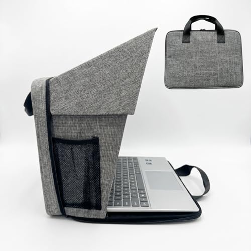 Laptop Sun Shade Carry Case & Privacy Shield Fit 12-16 Inch Working Outside | anti glare screen protector privacy shade laptop tent sleeve portable & foldable for outdoor/travel Gray MacBook, HP, Surface