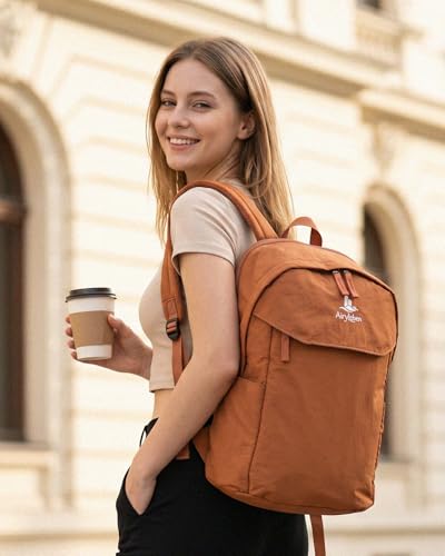 School Backpack for Teens, College Backpack Fits 15.6 Inch Laptop | Travel Backpack for Men Women, Book Bag, Casua Daypack, Water Resistant Fabric, Scratchproof Laptop Compartment (Caramel) - color: Caramel