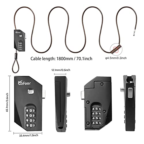 4-Digit Combination Cable Lock, 70 Inch PVC Coated Steel Cable Lock with Zinc Alloy Body, 10,000 Codes，Resettable Security Lock for Refrigerator, Cabinet, Bike, Motorcycle, Kayak, Trail Camera