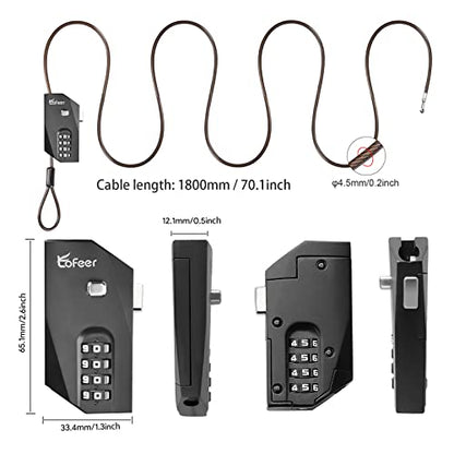 4-Digit Combination Cable Lock, 70 Inch PVC Coated Steel Cable Lock with Zinc Alloy Body, 10,000 Codes，Resettable Security Lock for Refrigerator, Cabinet, Bike, Motorcycle, Kayak, Trail Camera